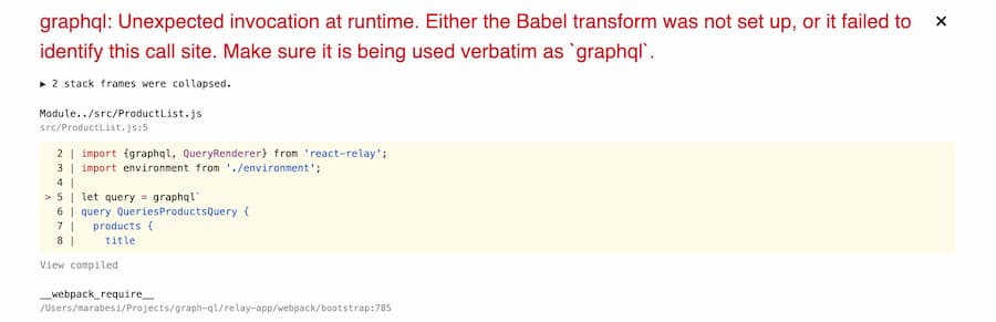 Error babel trying to execute relay without eject
