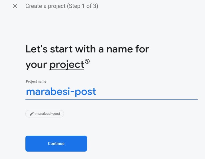 set a project name - firebase console