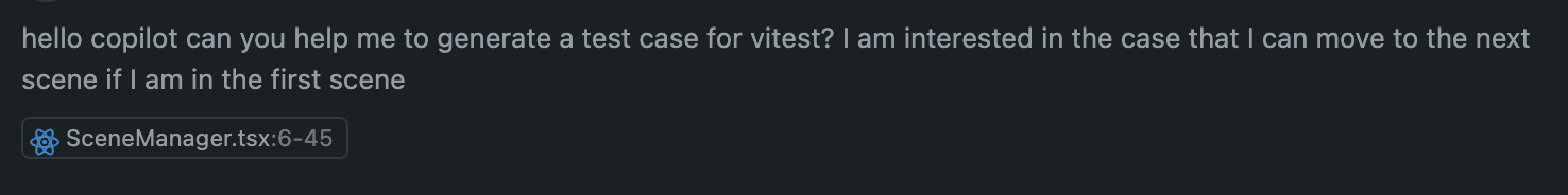 Asking copilot to write a test case