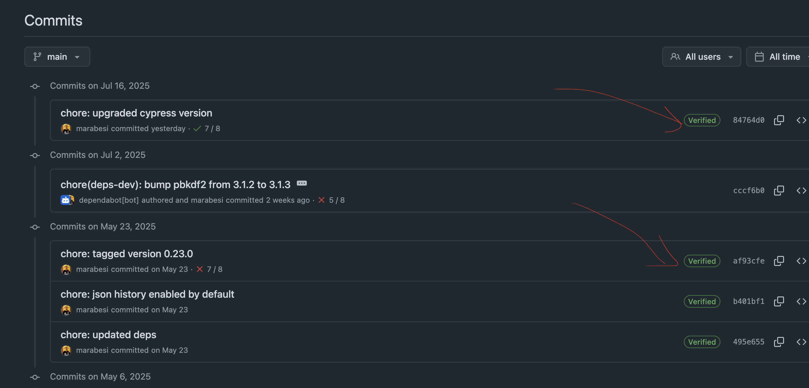 GitHub commit signature status