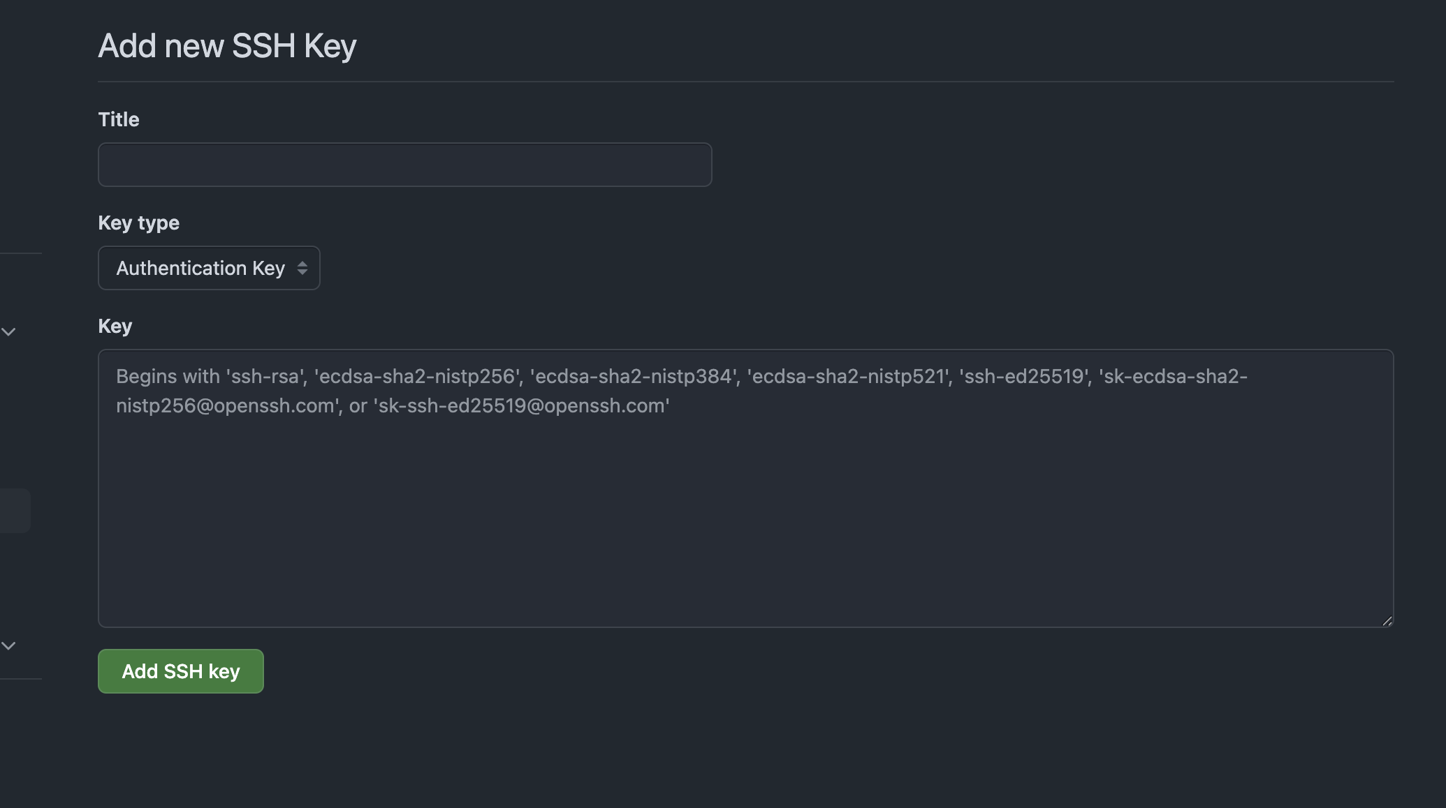 SSH GitHub page